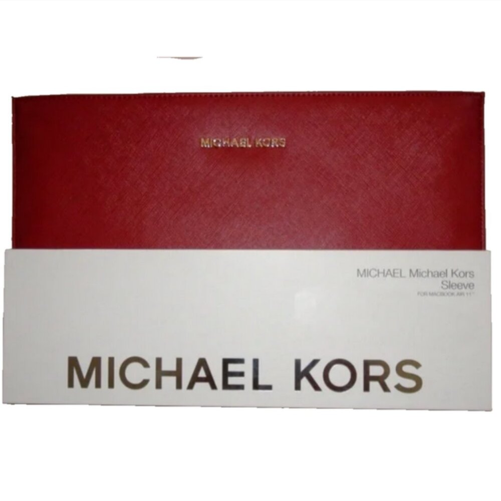 Michael Michael Kors Macbook Air 11' Red Leather Saffiano Sleeve